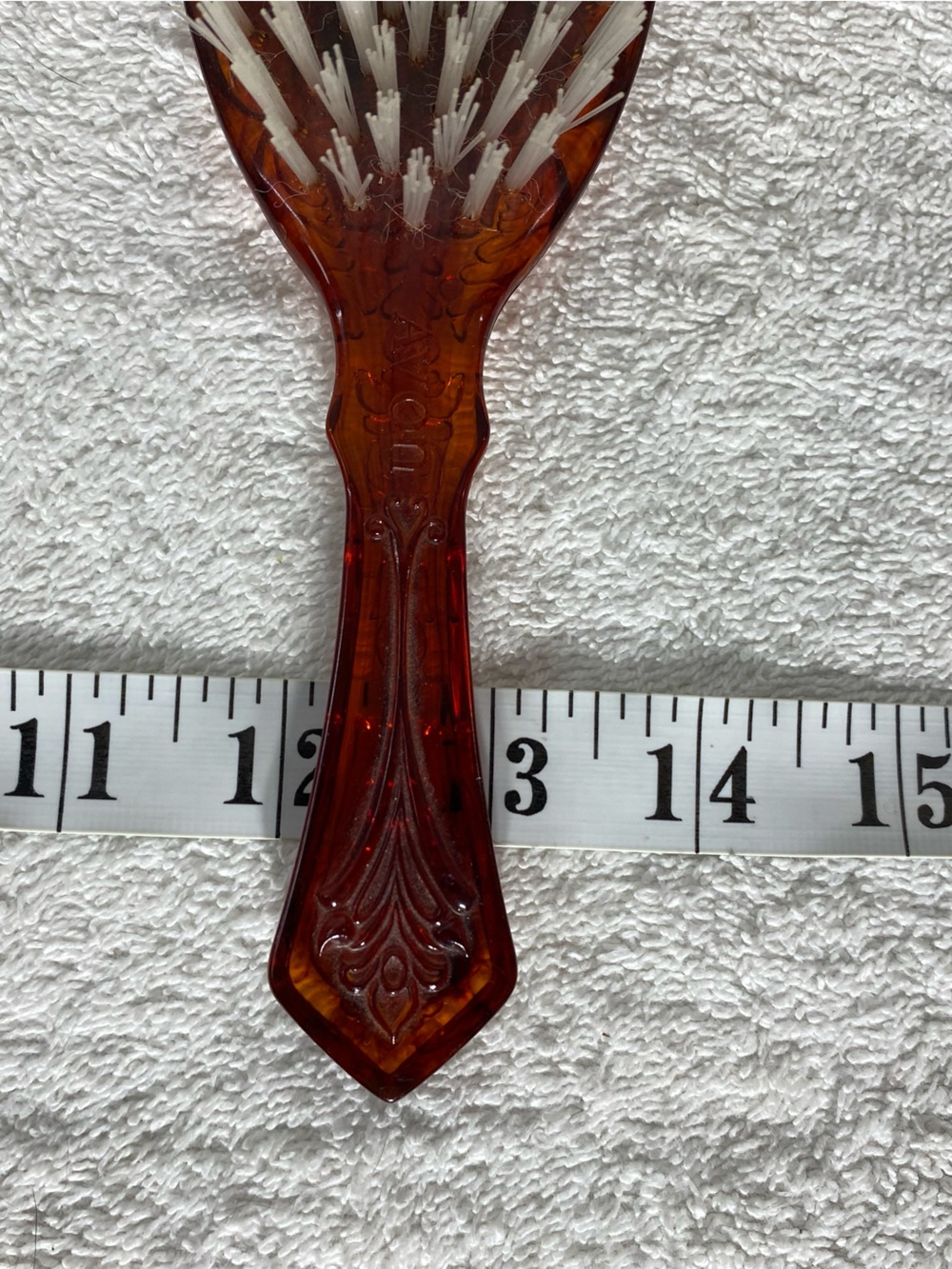 Vintage Avon Cameo Hairbrush W Faux Tortoise Shell Amber Tone Handle Grannycore - Picture 11 of 13